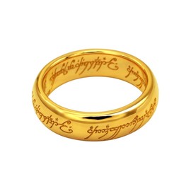 Adreamz 7mm Gold Lord of The Rings Engraved Titanium Ring for Men & Women The One Ring to Rule Them All Ring of Power Lotr Ring Wdding Band 13.5