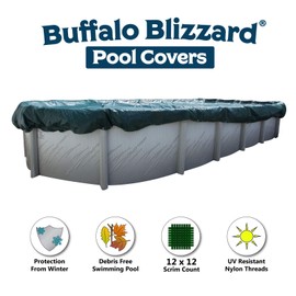 Buffalo Blizzard Supreme Plus Winter Cover for 21-Foot-by-41-Foot Oval Above-Ground Swimming Pools | Green/Black Reversible | Covers Include 4-Feet of Overlap Material to Measure 25-Feet-by-45-Feet
