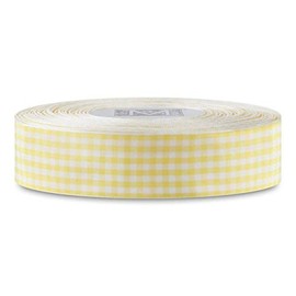 Checked Taffeta Ribbon - White/Yellow (1 1/2")