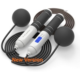 Multifun® 3 en 1 - Cuerda de saltar inteligente con contador, cuerda de velocidad rápida ajustable sin enredos con bolas inalámbricas y cables de acero/PVC, equipo de entrenamiento para interiores y