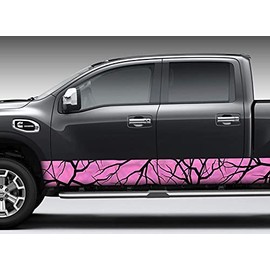 Camo Savage Pink Rocker Panel Graphic Decal Wrap Kit for Truck SUV (8 inches x 28 feet, Gloss)