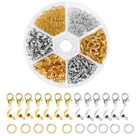 Pack of 460 Chain Clasp Bracelet Clasps - Silver Clasps for Bracelets, Includes Lobster Clasp, Jump Rings, Crimping Ends, for Necklaces, Anklets, Jewellery Crafts, DIY Jewellery Making