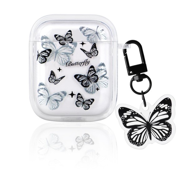 Butterlfy Case for Airpod 1/2 Cover Clear with Cute Keychain