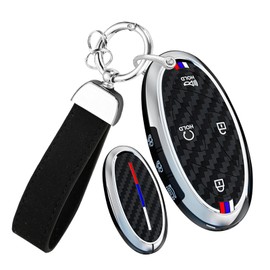 HIBEYO Car Key Case Suitable for Hyundai Kona N-Line 2024 Elantra Sel 2023 Ioniq 6 Size Gn7 Carbon Fibre Car Key Case Cover Protective Remote Key Fob 7 Buttons Silver