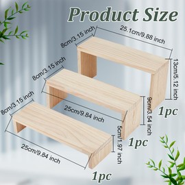 OLYCRAFT Set of 3 Wooden Display Stands, Wooden Displays, 3 Levels, Height Differential, U-Shaped, Stage, Figure, Decorative, Wooden Stand, For Display, Collection Case, Display Stand, Solid Wood