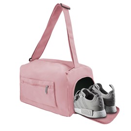 ReignSword Gym Bag with Shoes Compartment, Waterproof Travel Sports Duffle Bag, Weekender Overnight Carry on Duffel Bag for Women (Pink), Pink