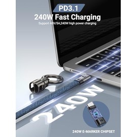 A.S Cable USB C para llavero, cable corto de carga rápida PD de 240 W, cable USB C a USB C de transferencia de datos de 480 Mbps, cables tipo C para d
