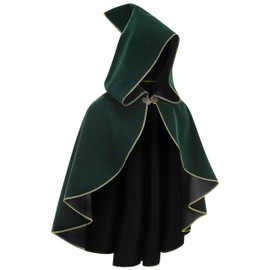 AGCOAH Renaissance Cloak Women Medieval Shawl Cape Shawl with Hood Shoulder Cape Victorian Cape (Green-55CM)