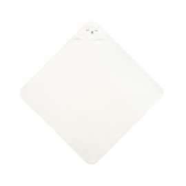 Sensillo - Baby Towel with Hood 100 x 100 cm - Soft and Absorbent Baby Bathrobe - 100% Cotton Terry Cloth - Absorbs Moisture - Charming Design - Bear - White