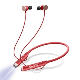 Jarvis3k Flashlight Wireless Headphone Neckband Reading Light with Bluetooth Earbuds (Red)