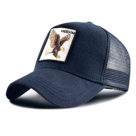 Baseball Cap for Men Women,5 Panel Adjustable Plain Trucker Cap Mesh Back Sports Casual Cap Summer Sun Hat for Unisex (Blue Eagle, One Size)