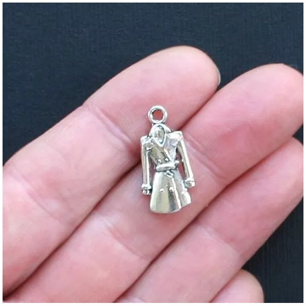 Unbranded 5 Coat Charms Antique Silver Tone 2 Sided Trench