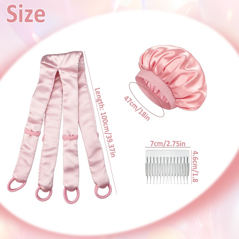 Heatless Curlers Set, Heatless Curls Overnight, Silk Shower Cap -