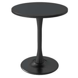 Kasinali 24 inch Black Round Table Modern Dining Table Tulip Round Kitchen Table Mid Century Coffee Table for Living Room