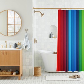 SRINKOC Rainbow Shower Curtain, Washable Kids Shower Curtain, Cute Shower Curtain Waterproof Polyester Fabric Shower Curtain Set with 12 Hooks Bathroom Decor, 72x72 Inches (02)