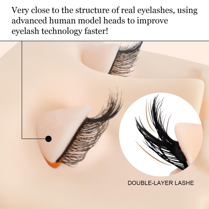 3-in-1 Lash Mannequin Head, Eyelash Extension Mannequin Head, Realistic Makeup