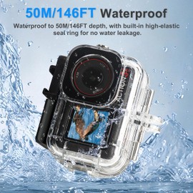 FitStill 50M/164FT Waterproof Case for DJI Osmo Action 5 Pro/Action 4/Action 3, Perfect for Underwater Photography, Double Cold Shoe Design, DJI Osmo Action 5 Pro Case
