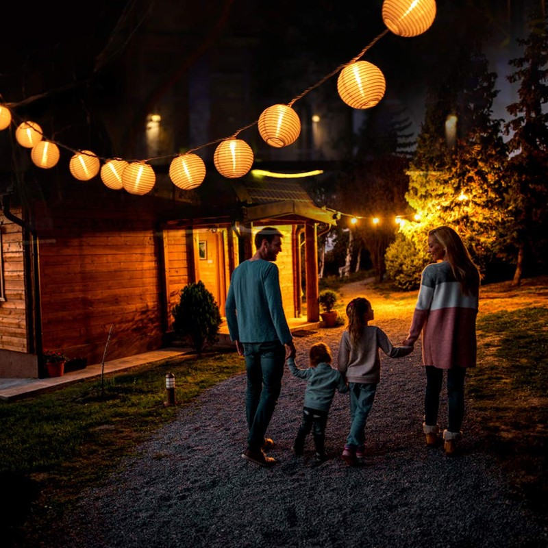 TIGOMOOV Lantern String Lights Plug in, Outdoor White Lights String