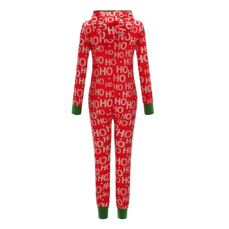 Honeystore Unisex Funny Family Christmas Pajamas 1-Piece Jumpsuit Sleepwear Red