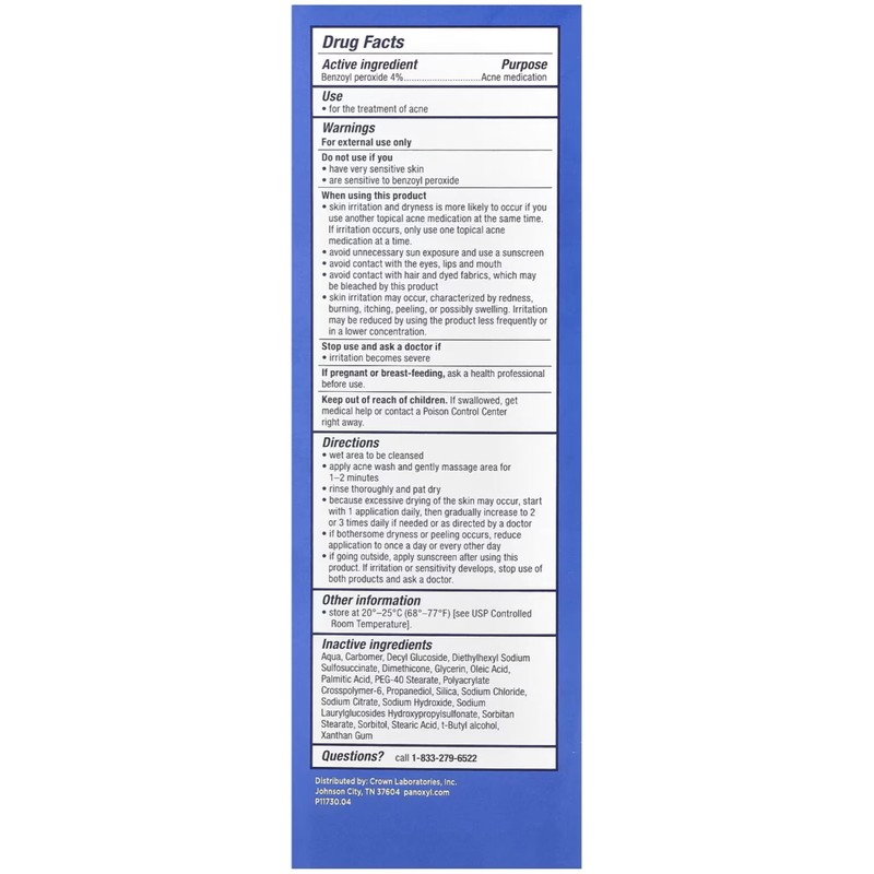 PanOxyl Acne Creamy Wash for Face & Body, 4% Benzoyl