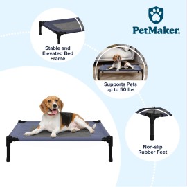 PETMAKER Medium Blue Elevated Dog Bed Portable Cooling Bed For Indoor Outdoor Use