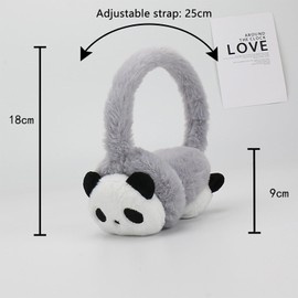Kids Panda Plush Winter Earmuffs Adjustable Faux Fur Ear Warmer for Girls Boys Cute Cartoon Fluffy Fleece Earmuffs Soft Thermal Ears Protector Warm Fleece Cushioned Ears Children Windproof Ear Covers
