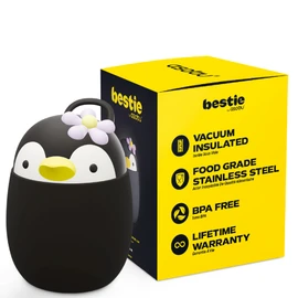 asobu Bestie Foodie Kids Insulated Food Jar – Cute Character Lunch Container for Children, BPA-Free Stainless Steel, Leakproof & Vacuum Sealed, Keeps Food Hot or Cold, Easy to Clean, 16oz