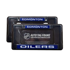 Edmonton Oilers Black Metal (Set of 2) Laser Cut License Plate Frames
