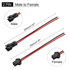 sourcing map Male to Female 2Pin Breadboard Jumper Wire 2.54mm Pitch Ribbon Cable 20cm Long Electronics Breadboard Ribbon Cables for Breadboard Electronic Projects Pack of 10