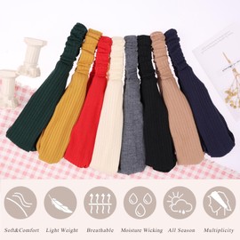 XTREND 8 Pcs Nylon Headbands for Women, Cross Knotted Elastic Headbands, Hair Accessories for Women Yoga Workout, Non-Slip Sweat Soft Headbands, Solid Color, Simple Versatile