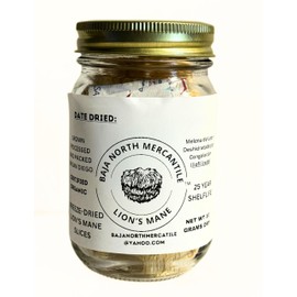 Freeze-Dried Lion's Mane Mushroom 25 year Shelf-life. Great for tea or powder. Can be rehydrated and cooked or used as a herbal suppliment. Made in U.S.A. Excellent for Stamets Stack.