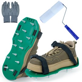 9 Inch Screed Spiked Roller Self Leveling Concrete Roller Epoxy Roller Spike Shoes Gloves for Epoxy Flooring Cement Floor Leveling Tools