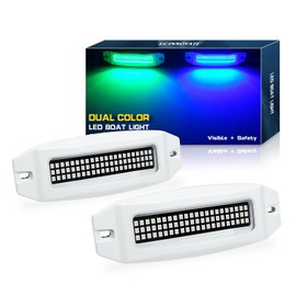 UCINNOVATE 2X 6.9 Marine LED Boat Lights, Dual Color Waterproof Transom & Underwater Lights for Yachts, Boats, Sailboats, Pontoons, Stern & Deck (Blue/Green, 12-36V, IP68)