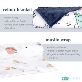 Evolur buybuy Baby AstroNap 3 pc Gift Set - Sherpa Sack Wrap, Bamboo Muslin Wrap & Velour Blanket