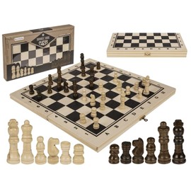 Wooden Chess Set, Folding Board 34 x 34 cm, Pieces Included