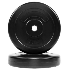 BalanceFrom Vinyl Standard 1-Inch Plate Weight Plate for Strength Training and Weightlifting, Pair or Set with Barbell 25VP