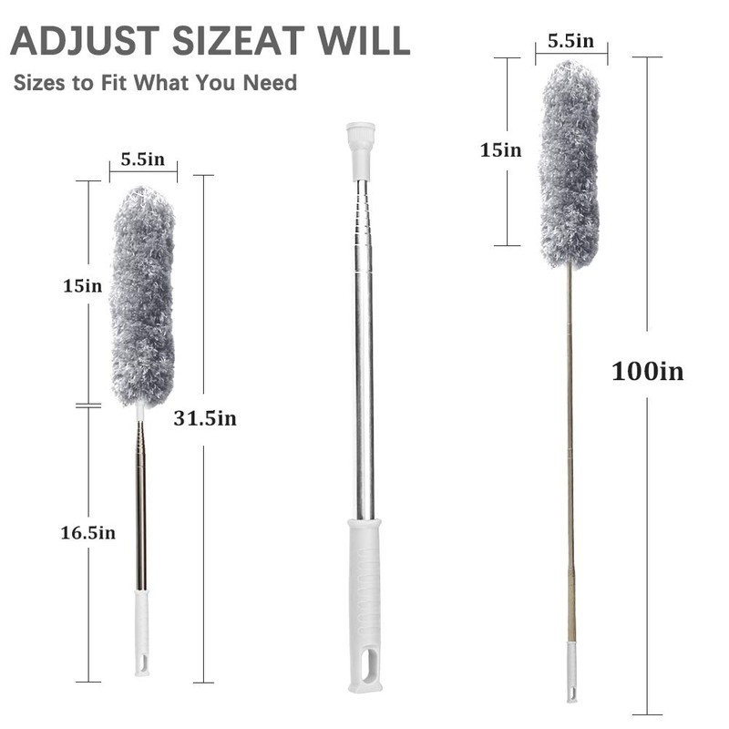 DELUX Microfiber Feather Duster Extendable Duster with 100 inches Extra