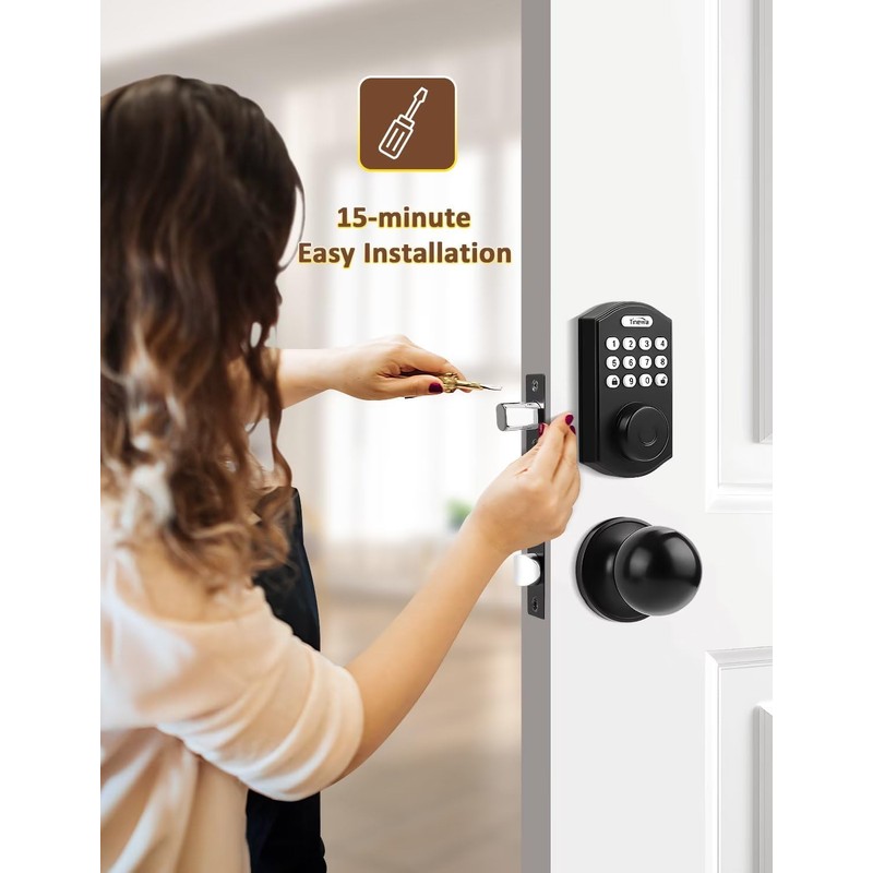 Tinewa Fingerprint Door Lock with 2 Door Knobs - Keyless