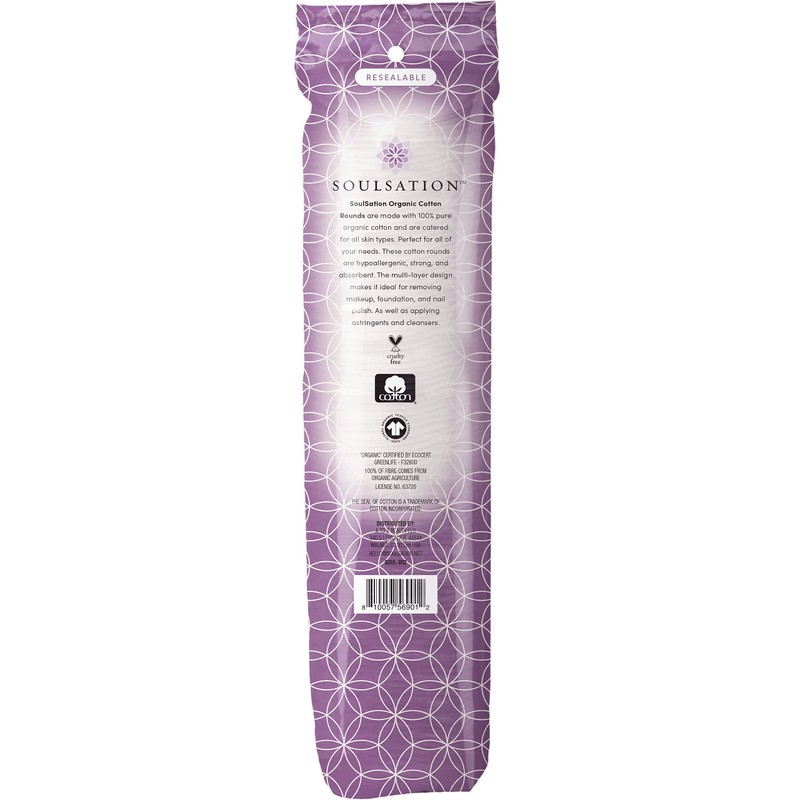 SoulSation Organic Cotton Rounds, 400 Count - Makeup Remover Pads