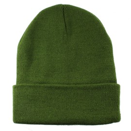 Gelante Men Women Warm Knit Cuffed Plain Beanie Hat Skull Cap. 2040A-1PC-Army Green