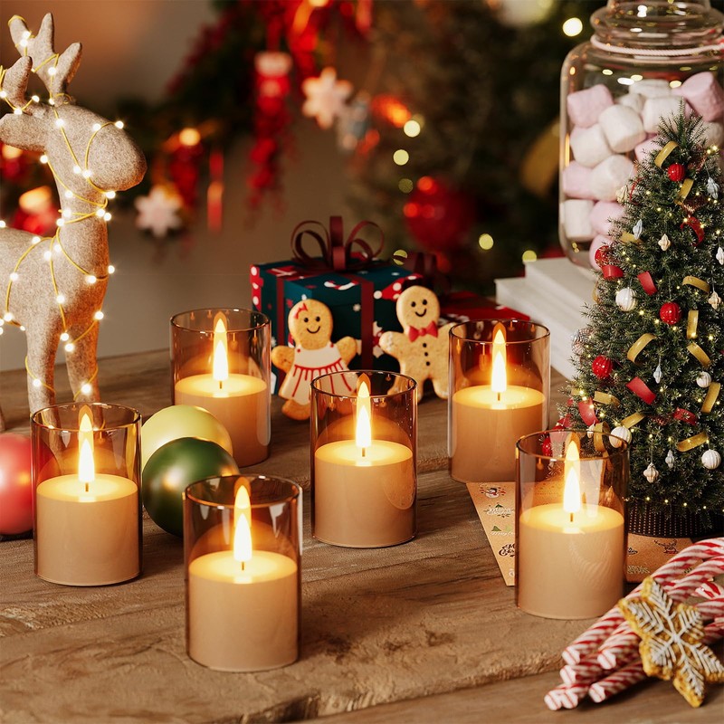 VIODAIM 12Pack Flickering Flameless LED Candles with Timer, Battery Powered