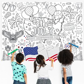 Hying Giant Coloring Poster 31.4 x 43.3 Inch Coloring Tablecloth Large 4th of July DIY Coloring Poster Patriotic Art Drawing Table Cover Decorations for Home Classroom Party Supplies