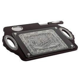 Wood & Silver Plated Challah Board with Knife