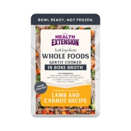 Health Extension Gently Cooked Fresh Lamb & Carrot Dog Food, (9 oz, 255 g) – Bowl Ready with Bone Broth, Omega-3s & Superfoods for All Life Stages (Case of 10 Pouches)
