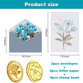 36 Pcs Letter Writing Paper and Envelopes, Floral Letter Writing Set, Envelopes Party Invitations Writing Paper and Envelopes Sets with 4 Fire Paint Stamp Head