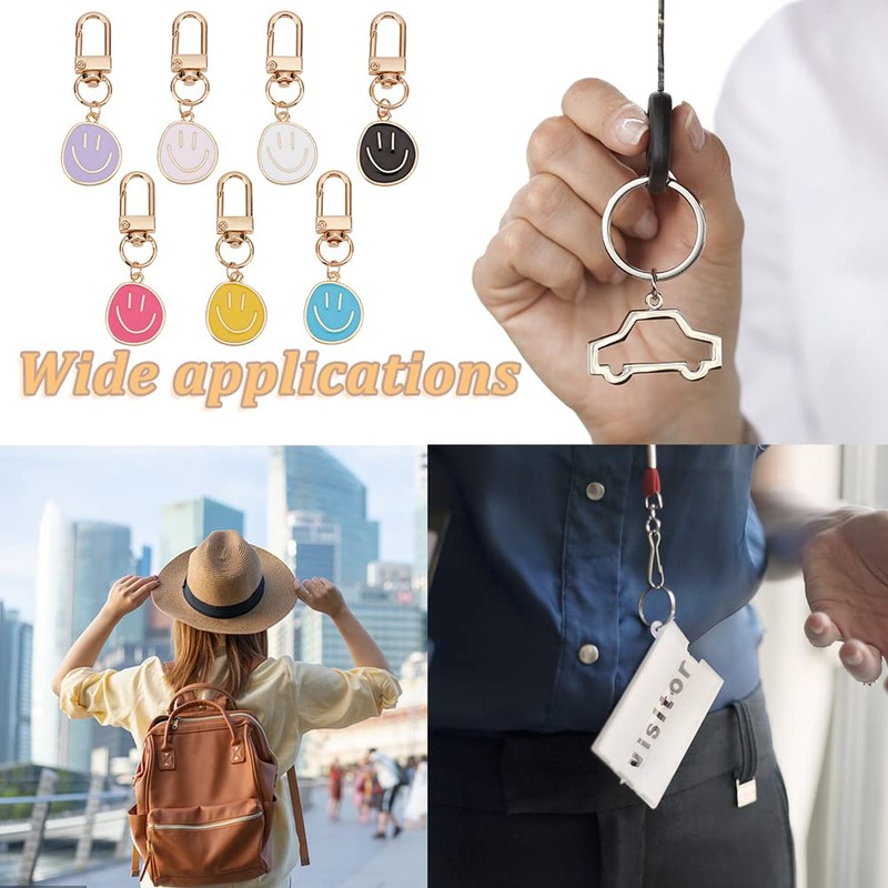 arricraft Keychain Round Alloy & Enamel Pendants Charms, 14 Pcs-smile,