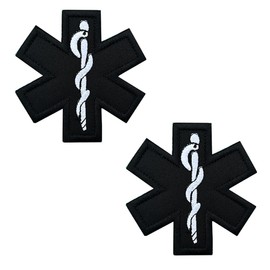 Paquete de 2 parches bordados completos de cruz médica paramédico para técnicos médicos de emergencia, perfecto para bolsa de primeros auxilios, EMT, EMS, trauma, médico, paramédico, kit de rescate de