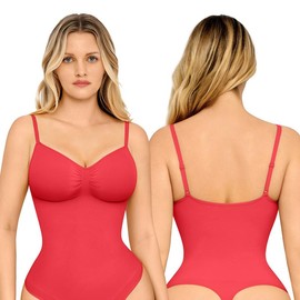 FeelinGirl Seamless Covered Bust Jumpsuit Thong Bodysuit Fit Comfort Slimming  Womenswear 1 Breathable Hip Tops Soft  Deals For You Days:_Thong-Puce Red_3XL/4XL