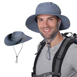 Nippaws Safari Hat, Men's, Sun Protection Hat, Wide Brim, UV Protection, Ultra Lightweight, Sun Protection, Moisture Wicking, Quick Drying, Mesh, 2-Way, Foldable, Includes Chin Strap, Camping, Outdoor