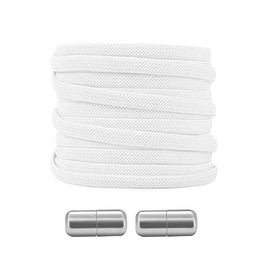 Elastic Tieless Flat Shoe Laces, Universal Shoelaces for Casual and Athletic Shoes, White